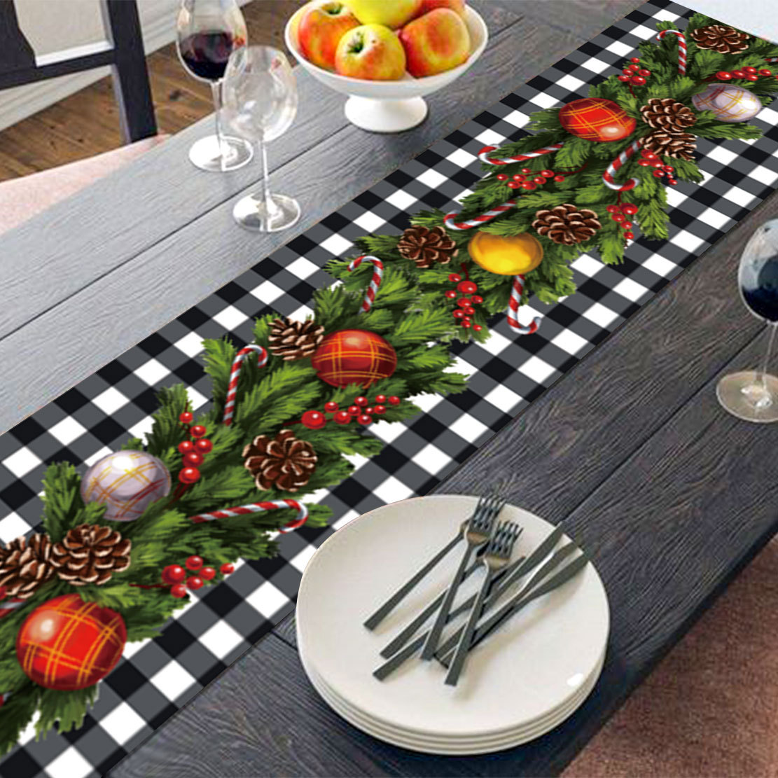 Koti ja puutarha Uusi innovatiivinen joulukoristeiden pöytäliina, pellava, kestävä ja vahva pöytäliina, likaantumista estävä pöytäliina, tukkumyynti_voghion.com