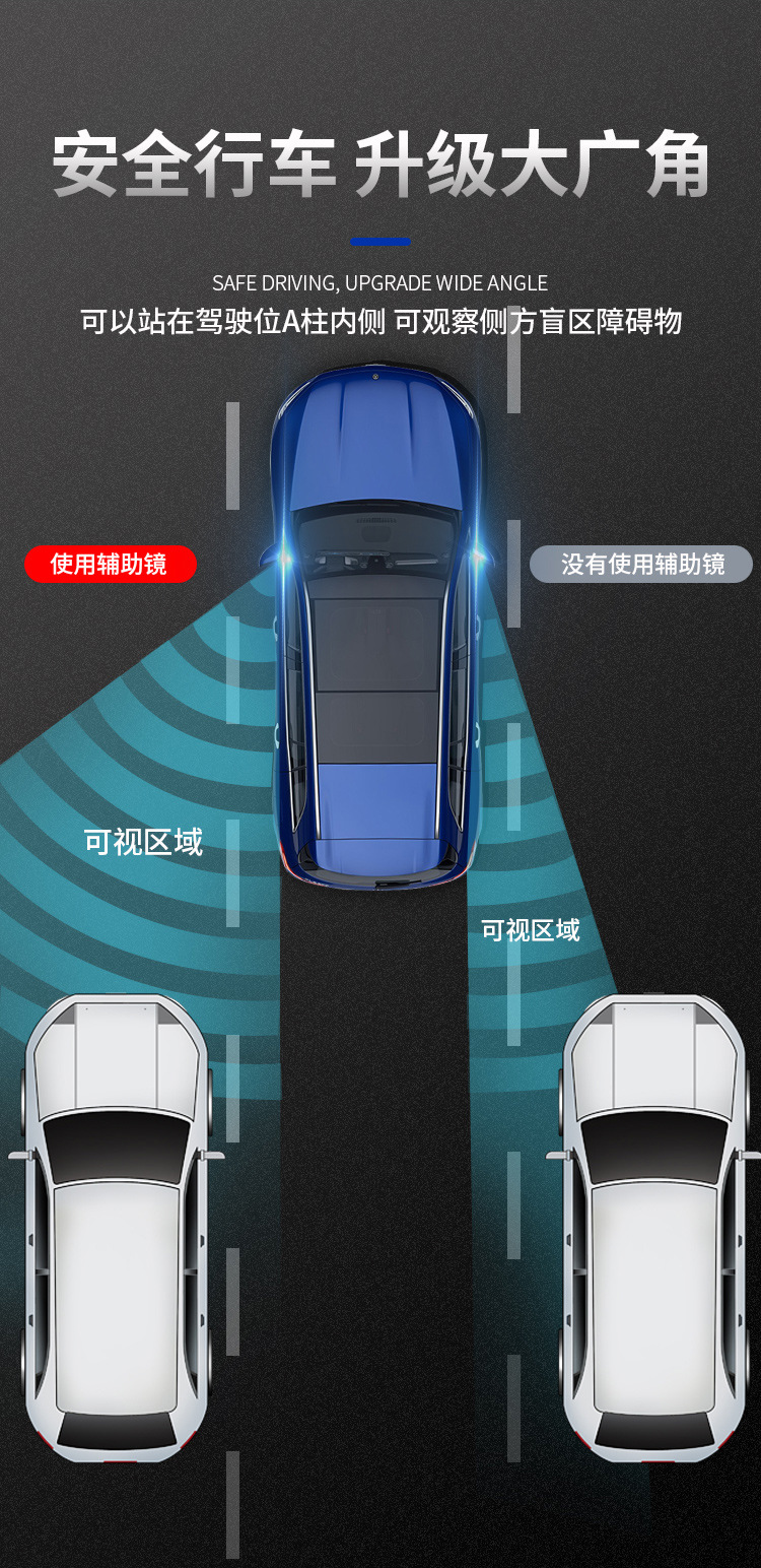 Coach Car Auxiliary Rearview Mirror, Car Reversing Small Round Mirror, Auxiliary Mirror, Ultra-Clear Reflective Wide-Angle Blind Spot Auxiliary Mirror Artifact