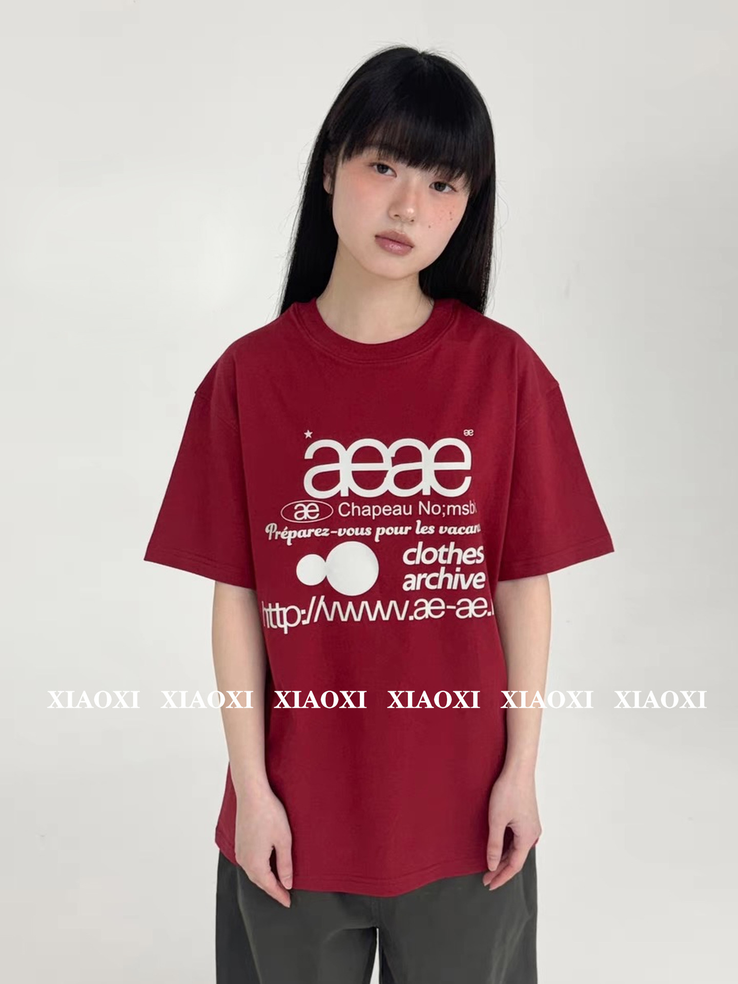 2025夏の新型韓国デザイナーのレトロae * e波点半袖tシャツの女性の丸襟が痩せて見える短い上着