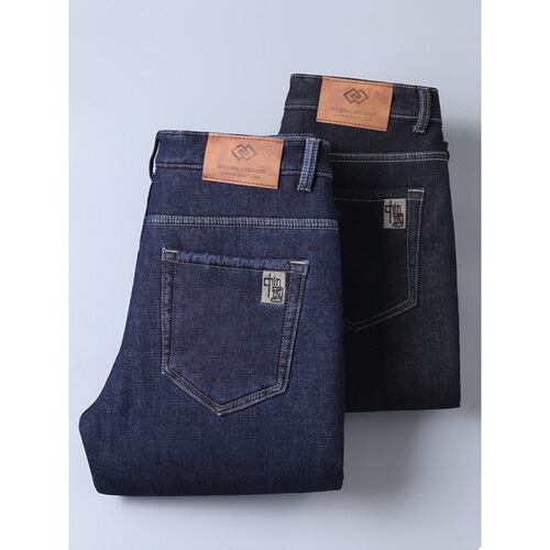 Wholesale Men's Fleece Lined Thick Straight Leg Loose Long Pants Winter Business Lamb Wool Casual Pants