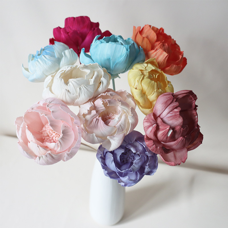Hecha a mano peonía flores falsas lirio lirio flores secas mariposas orquídeas DIY ingredientes aromáticos vase decoración