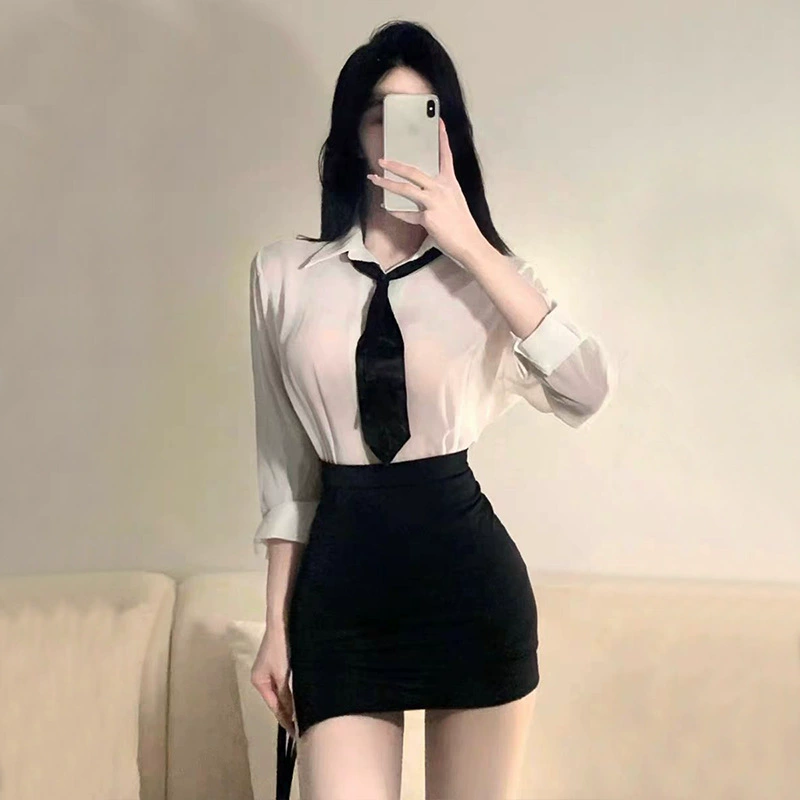 Underwear, uniform, sexy set for office, hip-accented