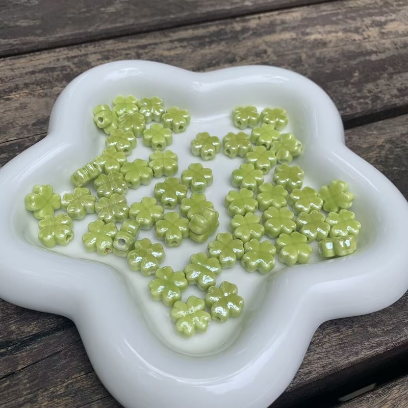 6*12mm【小清新】马卡龙色陶瓷四叶草DIY手链项链耳饰配饰材料|undefined