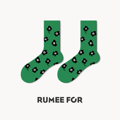 Lumi cartoon socks ins trendy brand couple mid-tube socks Japanese internet celebrity versatile outer wear stockings spring and autumn women's socks