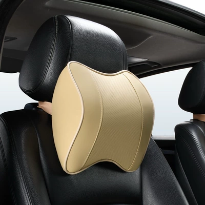 Pillow, Car Lumbar Support, Car | Headrest - leather-headrest-warm-beige
