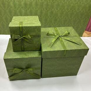 Square Green Pattern Large Gift Box for Male and Female Friends Wind Birthday Surprise Gift Box Snack Packaging Box