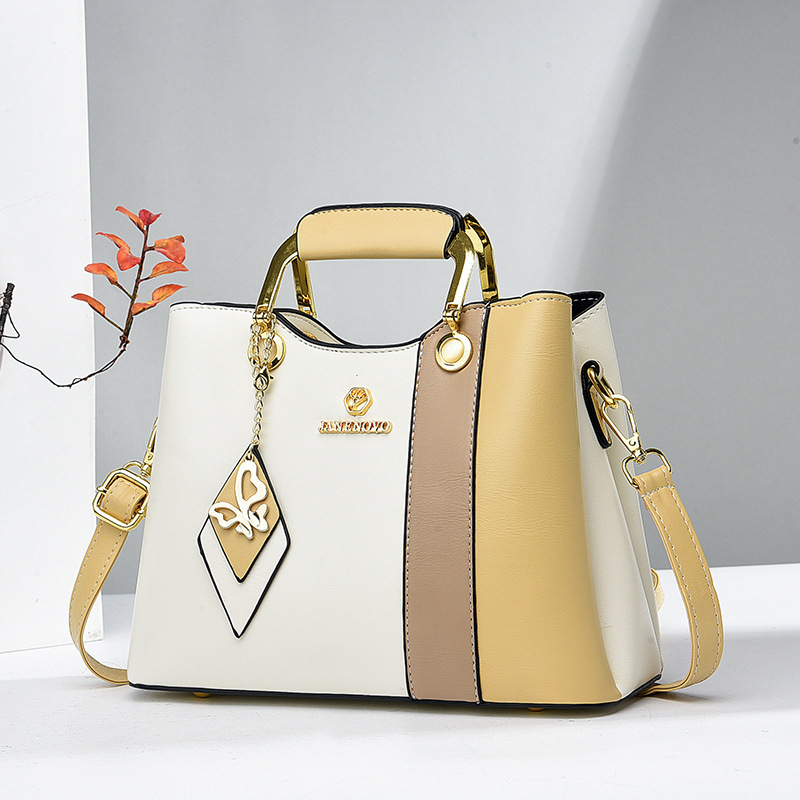 2025 nuevo color contraste bolso de mujer de mediana edad bolso de ropa de cama casual bolso inferior temperamento bolso de madre bolso de hombro portátil