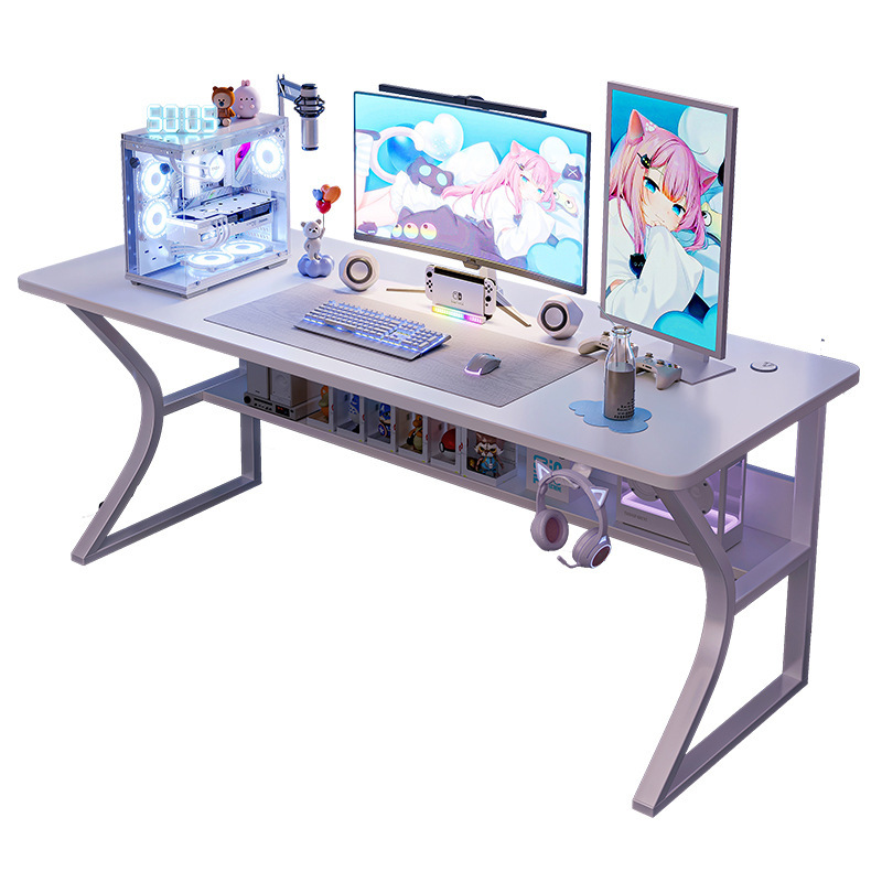 Escritorio para computadora, escritorio para el hogar, escritorio para dormitorio, escritorio de estudio para estudiantes, escritorio de oficina con almacenamiento simple, escritorio moderno para videojuegos. image 6