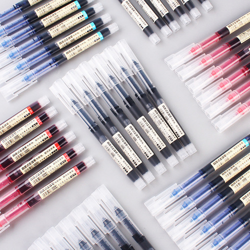 Factory direct supply of straight liquid roller ball pen black water pen office signature pen student exam neutral ink pen wholesale