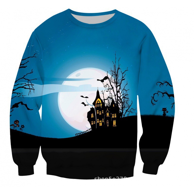 023 venta caliente transfronteriza, estampado en 3D, patrones exquisitos de Pascua, ropa cómoda, suéter de cuello redondo, moda