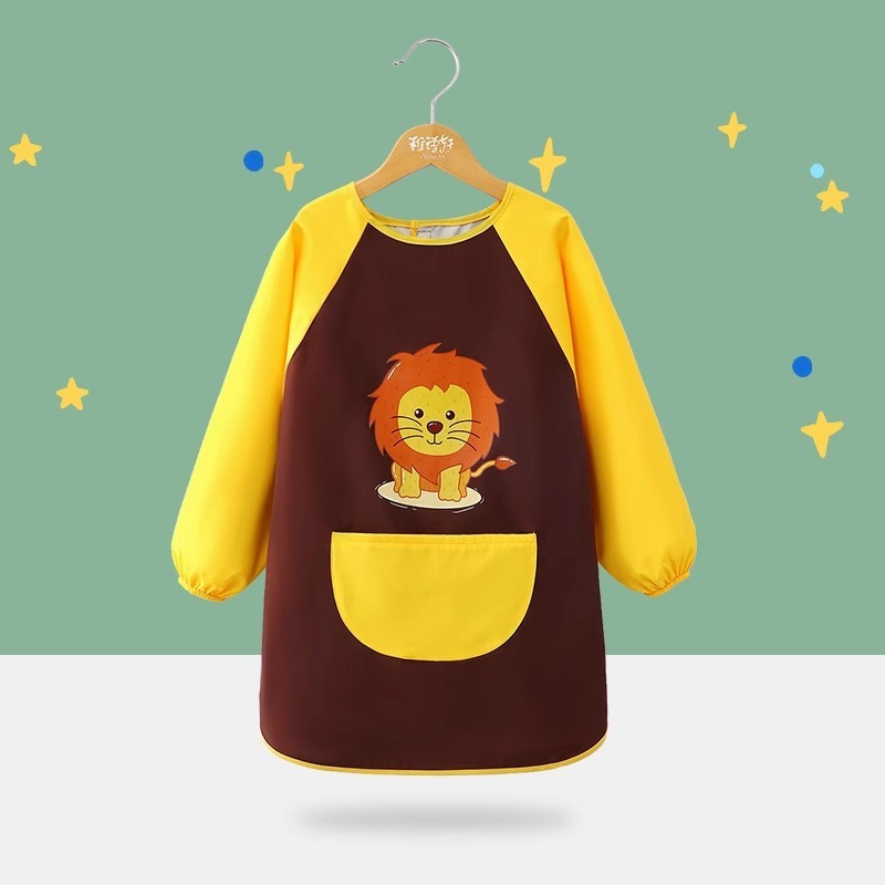 子供用エプロン絵画服幼稚園スタジオアートベルクロ長袖防水防汚よだれかけスモック逆着用|undefined