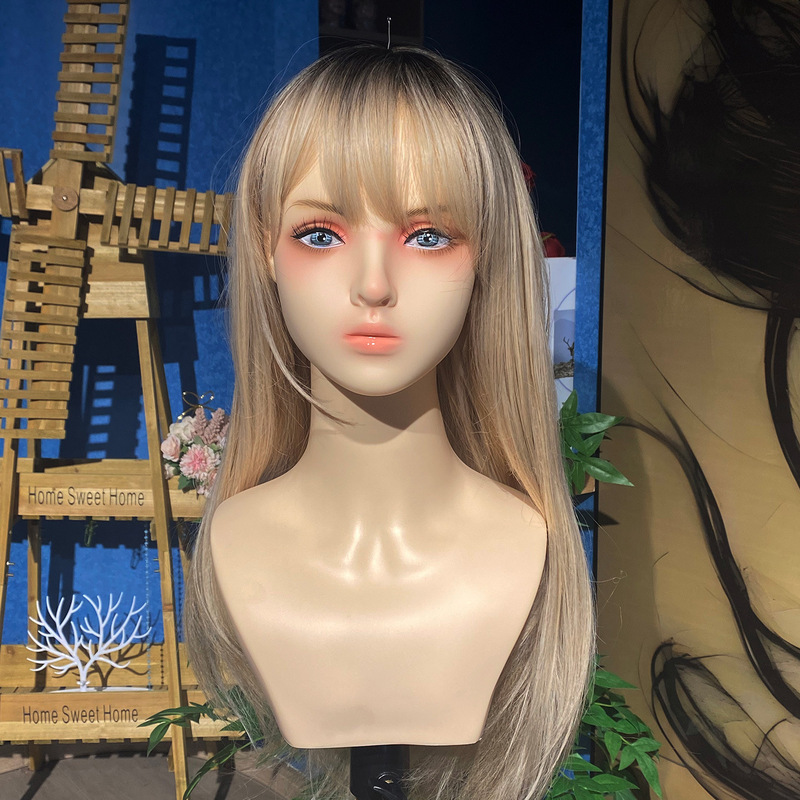 cos ホット販売シミュレーションモデルヘッド毛娘シミュレーションマネキンヘッドイヤリングジュエリー写真スタンド高度なダミーヘッド|undefined