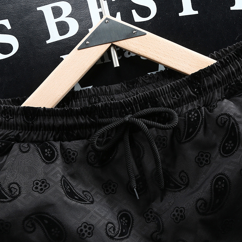Herren-Badeshorts mit Flockdruck, Sommer, Freizeit, Laufen, Sport, gerades Bein, nicht dehnbar, Polyester, Bademode_voghion.com