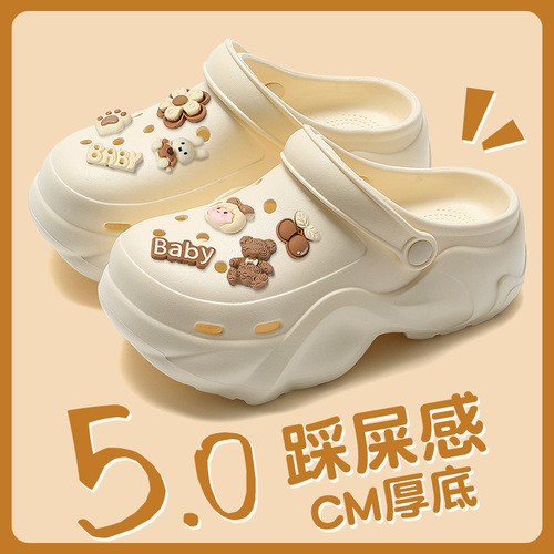 Women's Cartoon Hole Shoes Summer 2025 New EVa Indoor Home Sliding Outdoor Thick Sole Sandals for Women Wholesale