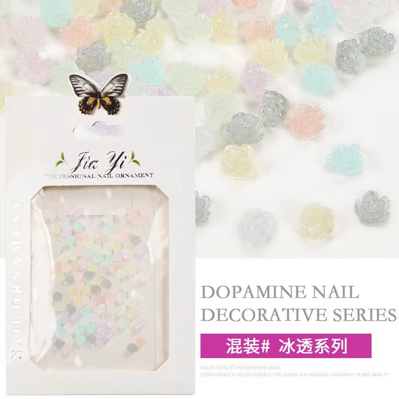 Mini tamaño pequeño Camelia color caramelo dopamina joyería de uñas amor Accesorios