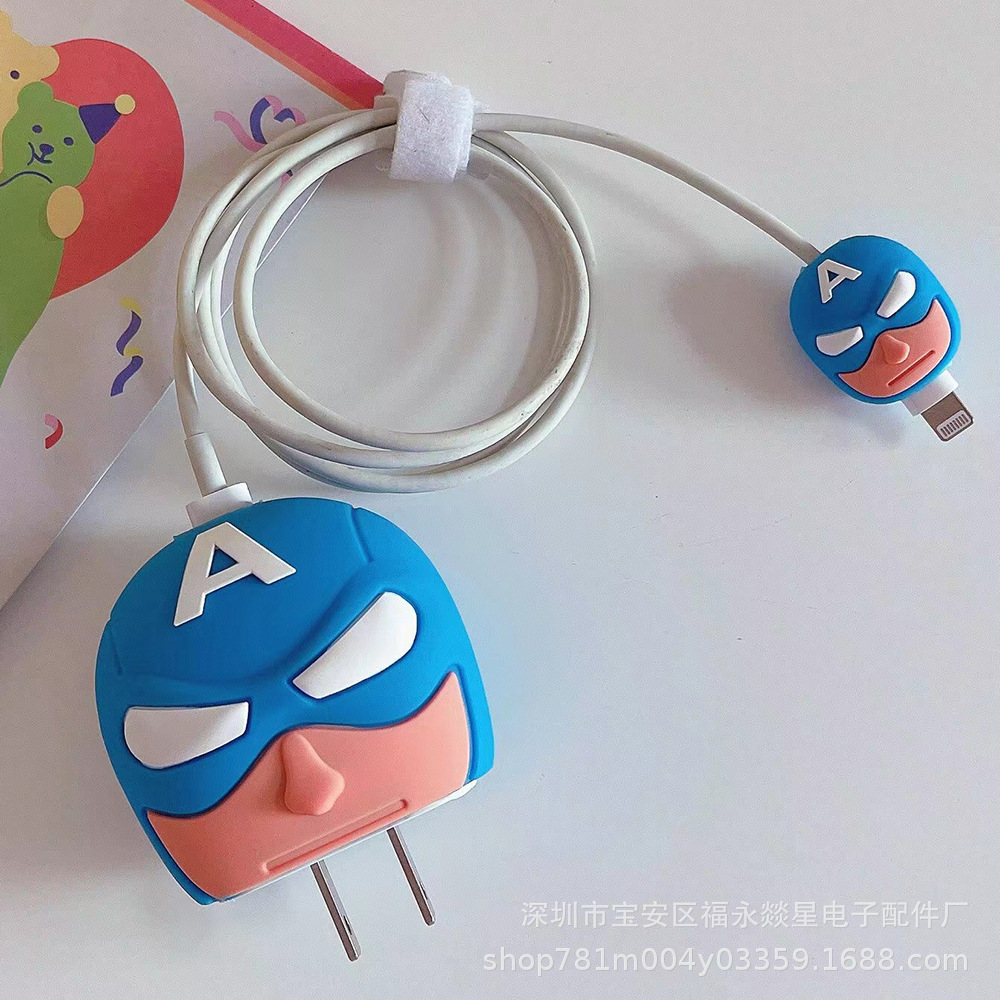 Nuevo cable de datos de dibujos animados cubierta protectora adecuado para Apple carga rápida cabeza 18/20W carga cabeza cubierta protectora Winder