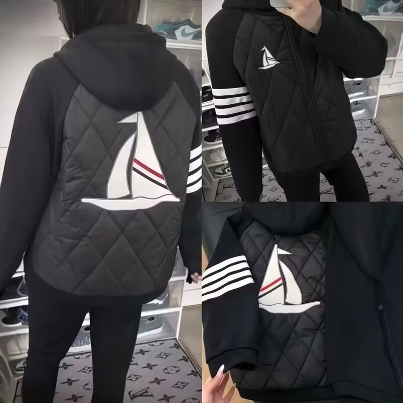 Plus-Size Men's Trendy Japanese-Style Versatile Casual Jacket Harajuku Fashion New Ins Style Sailboat Padded Coat
