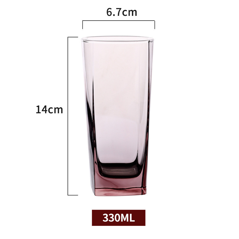 Lemeiya colorido taza de vidrio taza de beber colorido copa de vino hogar taza de jugo taza de leche taza cuadrada