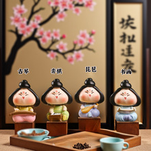 文创旅游古典潮玩唐妞驾到琴棋书画摇头摆件新款装饰节日礼品批发