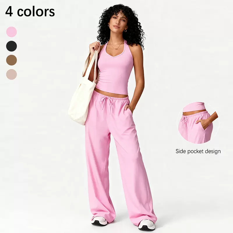 亚马逊跨境磨毛瑜伽套装女外穿速干美背吊带运动服休闲跑步健身服