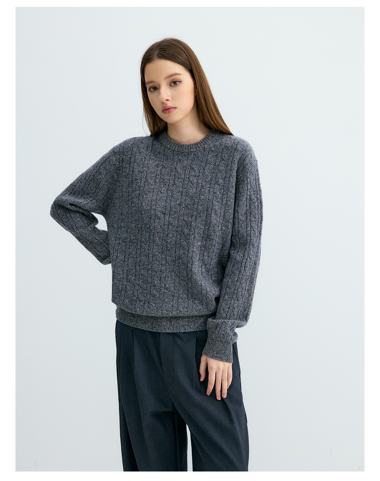 UNF Cable-Knit Crewneck Sweater