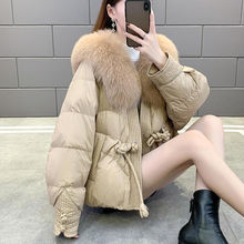 欧货海宁皮草狐狸毛领白鸭绒羽绒服外套女韩版小个子短款面包服潮
