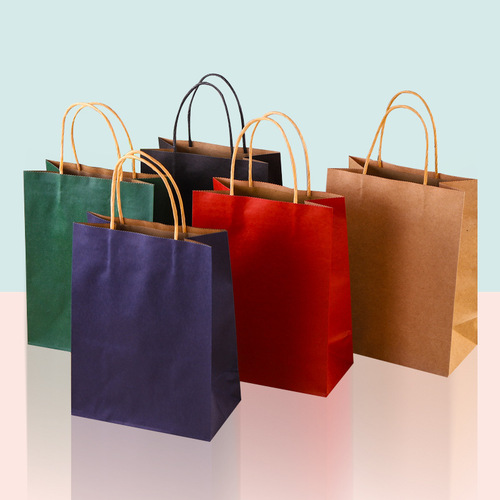 Kraft paper bag handbag wholesale catering takeaway milk tea coffee packaging bag clothing thickened paper bag can be customized