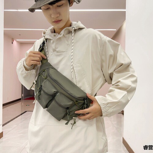 2025 New Trendy Men's Large Capacity Crossbody Bag Daily Lightweight Versatile Waist Bag Ins Japanese Style Sports Chest Bag