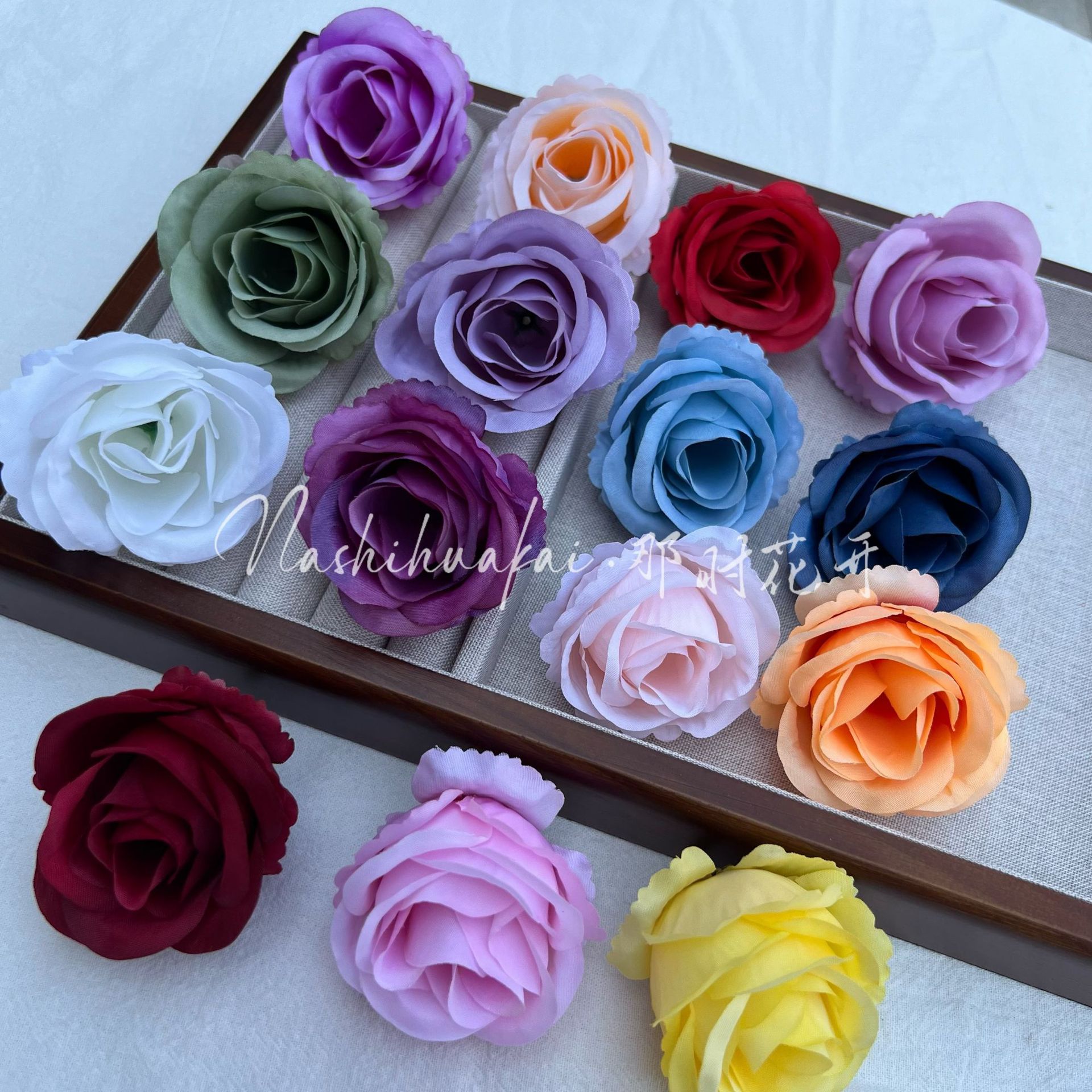 Simulated Curled Rose Head DIY Single Camellia Bud Handmade Headdress Hairpin Flower Material Package Flower Wall Accessories