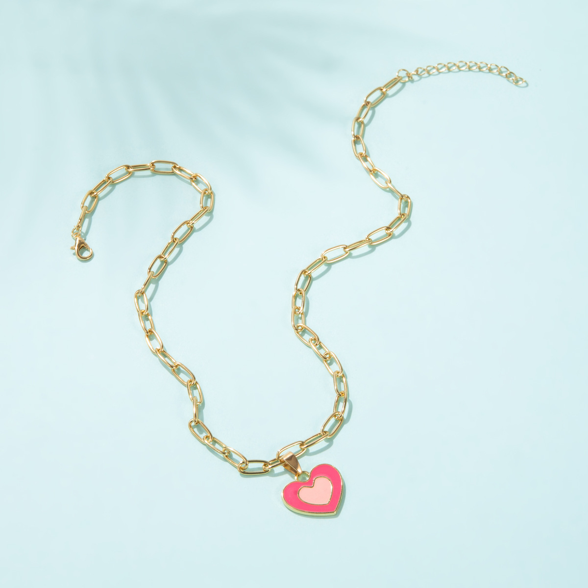 European and American new heart-shaped simple dripping color matching double heart necklace