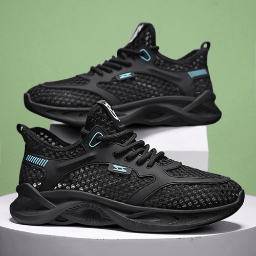 Men's Mesh Shoes 2025 Summer New Breathable Soft Sole Sports Shoes with Holes for Outdoor Trendy Shoes