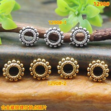 合金藏银大孔鼓点隔片隔珠复古仿银批发项链手串服装diy饰品配件