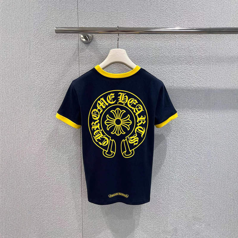 25ss新作CHクロウロンドン限定版七分袖イエローホースシュープリント半袖Tシャツの正しいバージョン|undefined
