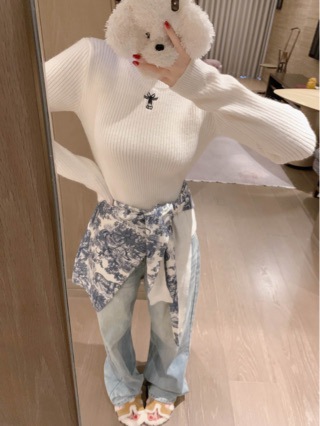 25夏季新款蜘蛛刺绣做破设计针织短袖 修身显瘦 简约大方百搭