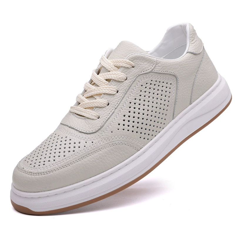Первый слой воловьей кожи, осень 2024, новая мужская повседневная обувь из мягкой кожи, мужские белые туфли на мягкой подошве, кроссовки, кожаная обувь, мужская обувь