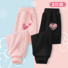 女童裤子2025新款保暖加绒长裤秋冬款女孩秋季卫裤儿童舒适运动裤