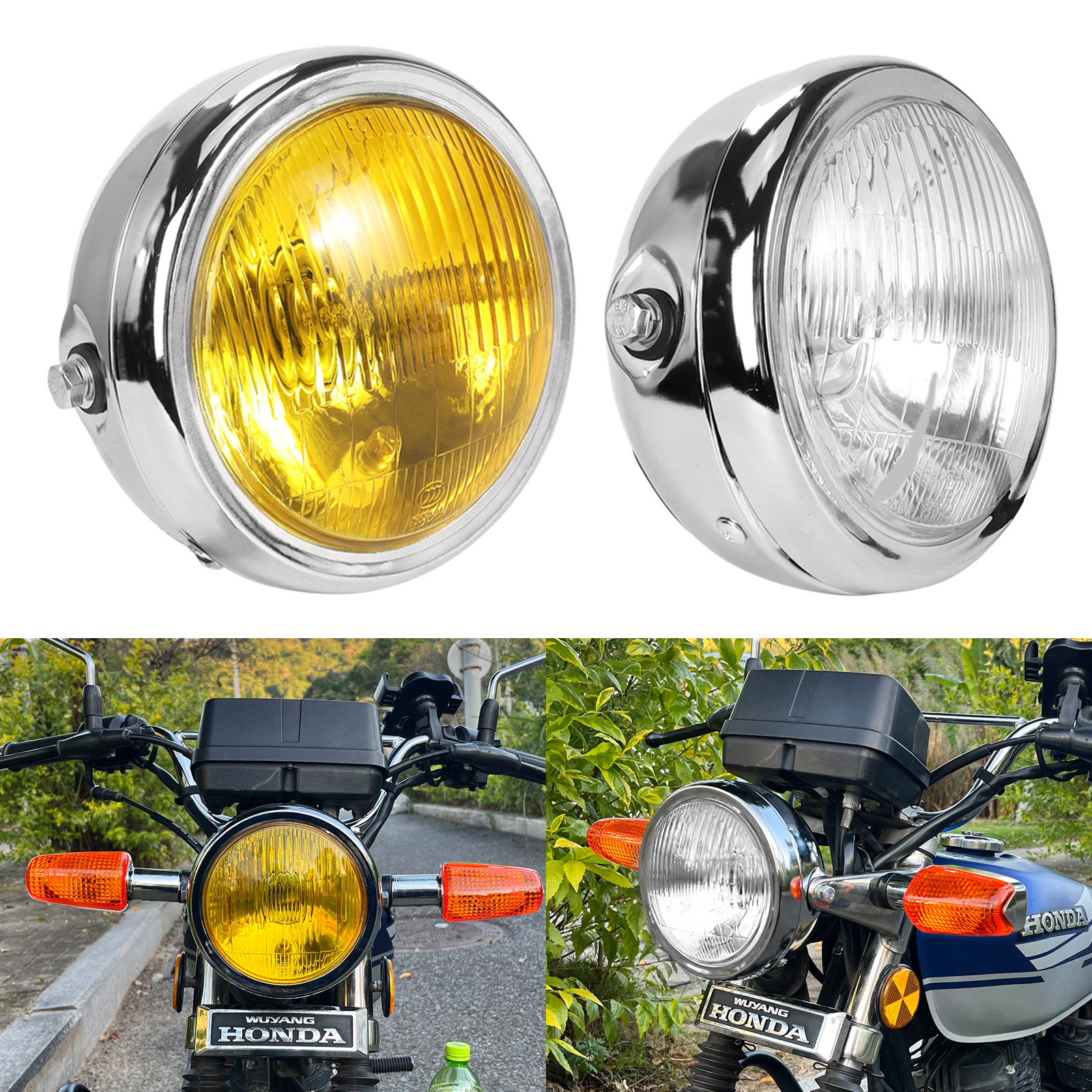 CG125 GN125 Retro Motorcycle Accessories Side Mount 6.5 inch Headlight