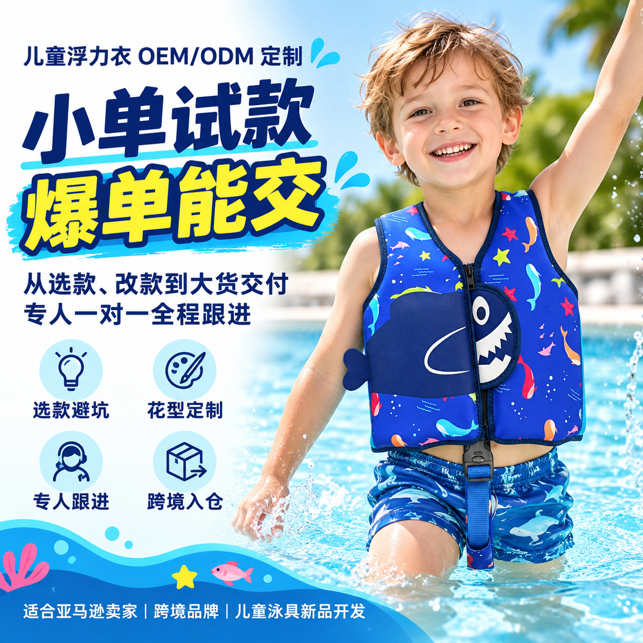 Amazon's best-selling children's life jacket, anti-drowning swimming training life jacket, beach buoyancy vest, factory customized