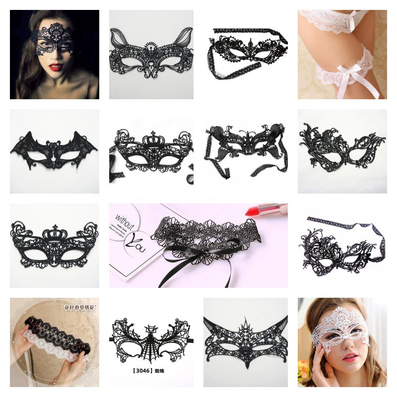Кружевная маска для глаз с вырезами, маска на завязках, аксессуар для ночного клуба, сексуальный комплект нижнего белья, маска для глаз на ремешках
