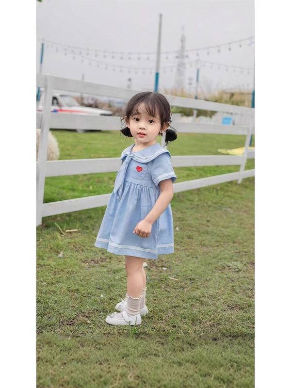 カレッジスタイルサマーガールドレスベビーガールファッションプリンセスドレス子供服韓国風スカートドレス新しいスタイル|undefined
