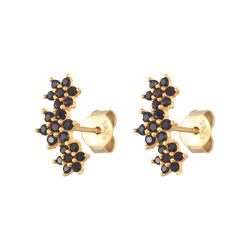 Fashion Snowflake Sterling Silver Inlay Zircon Ear Studs 1 Pair
