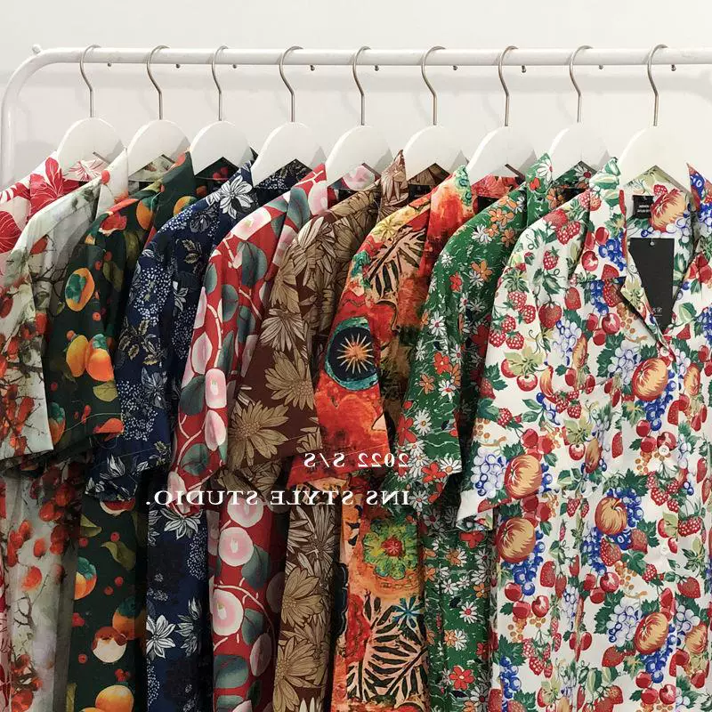 Retro beach shirt for leisure, oversize