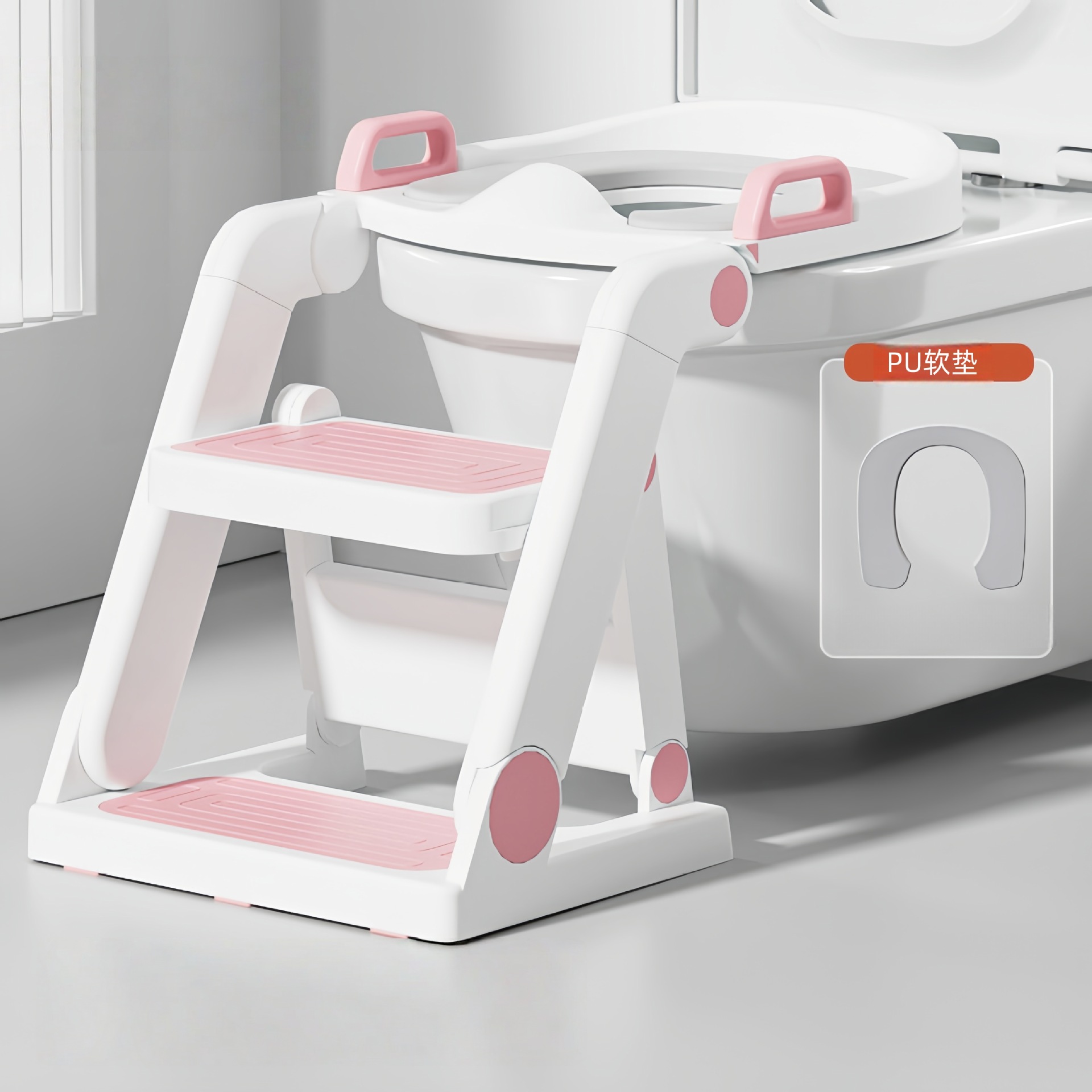 Children's Step Toilet Seat Baby Toilet Toilet Rack Free Installation Integrated Footstool Stair Toilet Seat