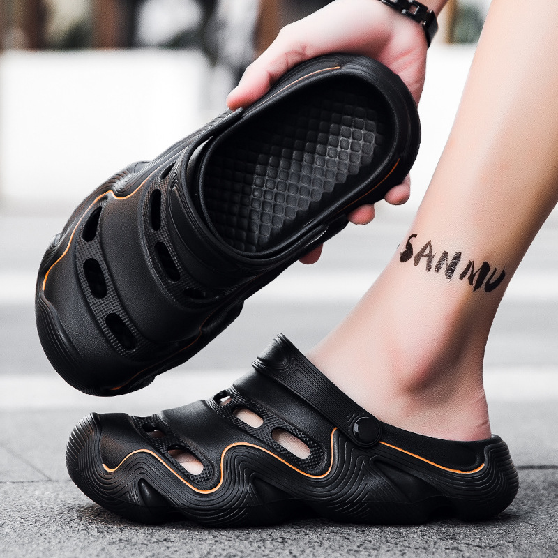 2025 verano grueso calzado agujero simple estilo transpirable anti-deslizante zapatillas frías para hombres zapatos de playa anti-deslizantes