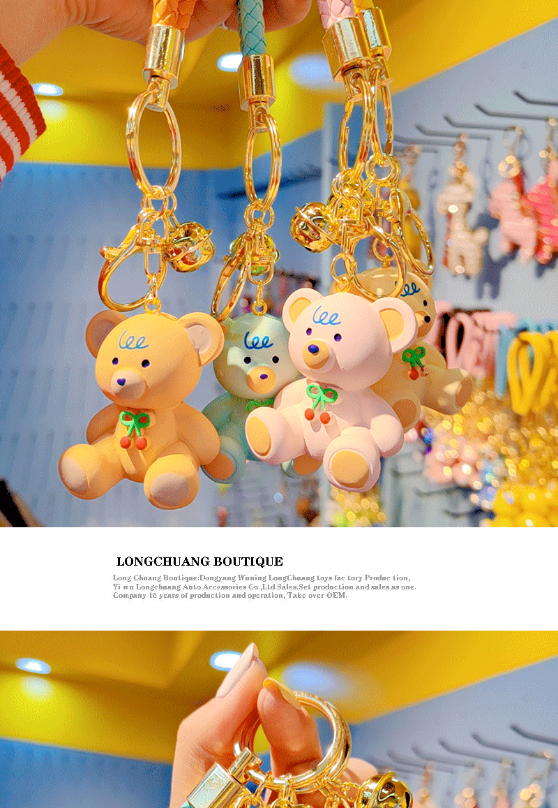 1 Piece Cartoon Style Cute Bear Resin Unisex Bag Pendant Keychain display picture 2