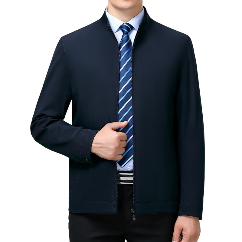 Middle-Aged and Elderly Men's Jacket 2026 Spring Style Stand-Up Collar Pure Cotton Jacket Men's Casual Jacket for Dad Middle-Aged and Elderly Men's Jacket 2026 Spring Style Stand-Up Collar Pure Cotton Jacket Men's Casual Jacket for Dad