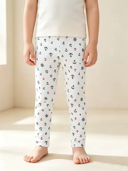Children's pure cotton thin elastic home pants, boys' and girls' leggings, air-conditioning wear, seamless long pants, Class A