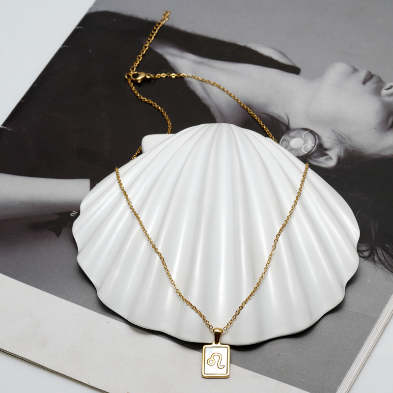 Simple Style Constellation Stainless Steel Inlay Shell Pendant Necklace 1 Piece