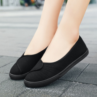 Spring and Summer Old Beijing Cloth Shoes Women's Shoes Flat Heeled Flat Shoes Casual Shoes Mother Shoes Soft Sole Lightweight Black Work Shoes