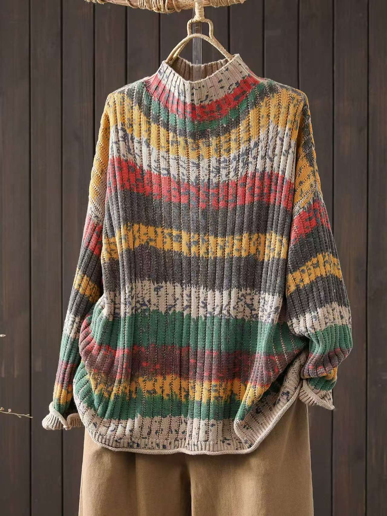 Demi-season retro knitted sweater